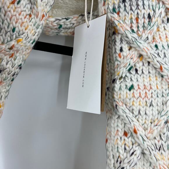 Rook Sherpa Lined Crochet Infinity Winter Scarf Warm Ivory & Speckeld NWT - Picture 5 of 8